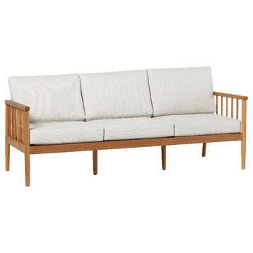 Modern Outdoor Solid Wood Spindle Style Triple Lounge - Natural