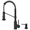 Bolden Commercial Style 2-Function Pull-Down 1-Handle 1-Hole Kitchen Faucet, Matte Black With Soap Dispenser