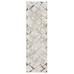 Nourison - Nourison Glitz 2'3" x 7'6" Ivory/Grey Modern Indoor Area Rug - This abstract rug from the Glitz Collection adds modern style with a touch of glam. The marble-like pattern is layered with a broken geometric design that emulates the look of an expertly hand-carved rug. A shimmering finish adds an additional layer of depth and movement, with a softly textured polyester pile that feels wonderfully soft underfoot.