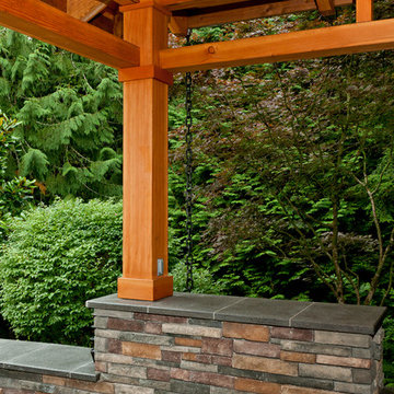 Stone Retaining Wall Integrated w/ Roof