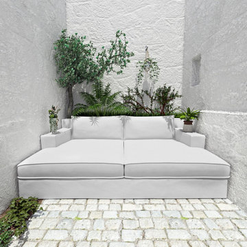 A Place to Perch: Mulberry Daybed in Blanc Box Weave Linen