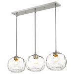 Z-LITE - Z-LITE 490P10-3L-BN 3 Light Island/Billiard, Brushed Nickel - Z-LITE 490P10-3L-BN 3 Light Island/Billiard,Brushed Nickel Beautiful movement best describes Chloe. Each pendant is hand-blown by a glass artist. Make a dramatic statement by using it alone or with one of our canopies to create a custom chandelier. No matter your choice, the unique look is sure to brighten your home. Two sizes of glass available. Available in two sizes, clear glass with olde brass or brushed nickel.Style: Transitional, Coastal, Seaside, Urban, RestorationFrame Finish: Brushed NickelCollection: ChloeShade Finish/Color: ClearFrame Material: SteelShade Material: GlassActual Weight(lbs): 10Dimension(in): 10(W) x 10(H) x 36(L)Chain/Rod Length(in): Rods: 18x12" + 3x6" + 3x3"Cord/Wire Length(in): 110"Bulb: (3)100W Medium Base(Not Included),DimmableUL Classification: CUL/cETLuUL Application: Dry