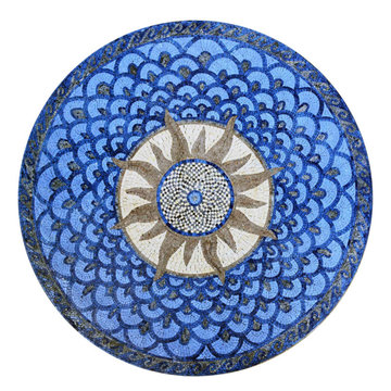 Round Stone Mosaic - Sola Blue I Mozaico