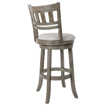 Swivel Stool 30" With Slatted Back, Antique Gray