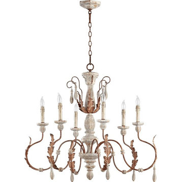 Six Light Manchester Grey W/ Rust Accents Up Chandelier