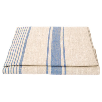 Linen Prewashed Provence Tablecloth, Blue, 136x250cm