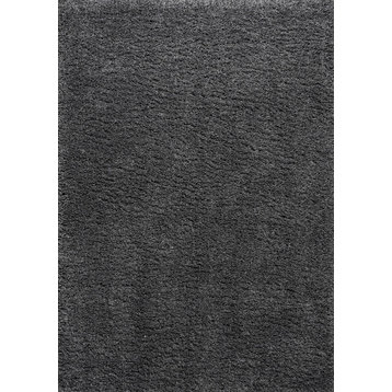Groovy Solid Shag Rug, Dark Gray, 4'x6'