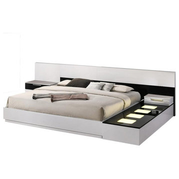 Bahamas 4-Piece Modern Platform White/Black Bedroom Set