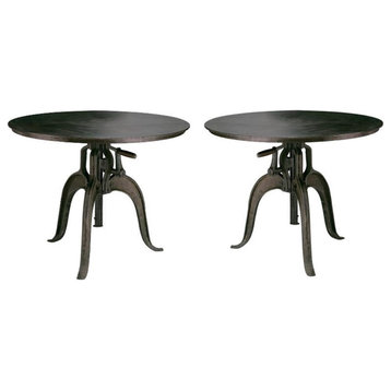 Home Square Contemporary Metal Crank Table in Gunmetal Gray - Set of 2