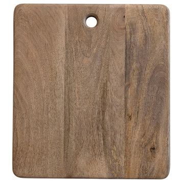 Large Mango Wood Rectangle Cheese and Cutting Board With Haging Hole, Natural
