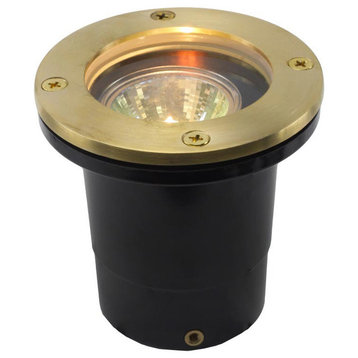 12V Composite Ground Well Light With Open Face Cover, Raw Brass