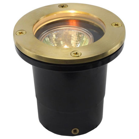 12V Composite Ground Well Light With Open Face Cover, Raw Brass
