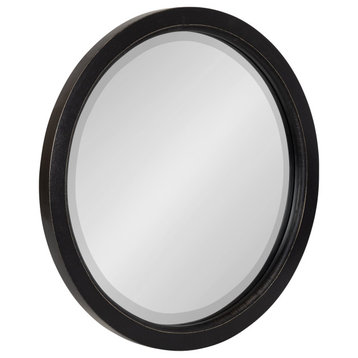 Hogan Round Framed Wall Mirror, Black 18 Diameter