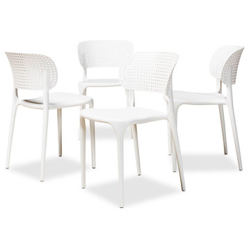 Elvia Contemporary 4-Piece Stackable Dining Chair Set White