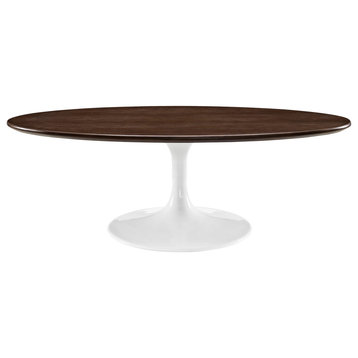 Lippa 48" Oval-Shaped Walnut Top Coffee Table, Walnut