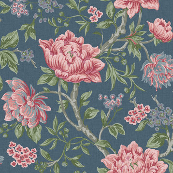 Laura Ashley Tapestry Floral Wallpaper, Dark Seaspray
