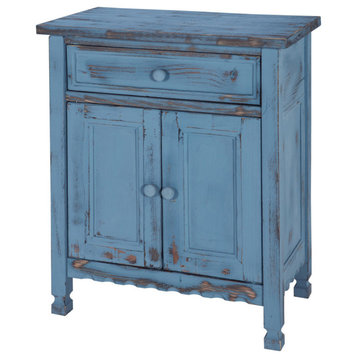 Country Cottage Accent Cabinet, Blue Antique Finish