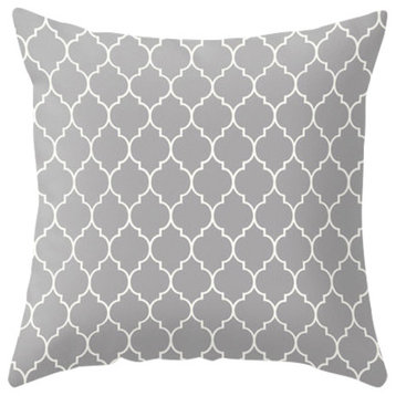 Gray Quatrefoil Geometric Pillow Cover