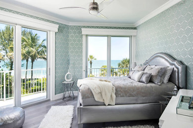 Trendy bedroom photo in Miami