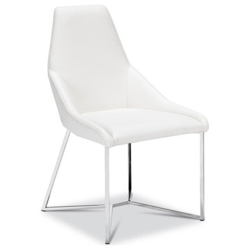Roger Chair, White With Silver Base