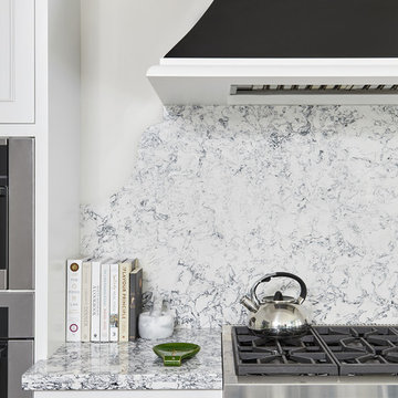 Full-Height Veined Slab Backsplash Detail