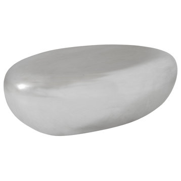 River Stone Coffee Table, Large, Silver Leaf