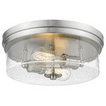 Z-lite - Z-Lite 464F13-BN Two Light Flush Mount Bohin Brushed Nickel - Classic design elements converge to offer a stylish source of illumination for a transitional or contemporary space. Art Deco inspiration forms a gorgeous brushed nickel finish steel base hosting a clear seedy glass shade, creating versatility and elegance in this two-light flush mount ceiling light.