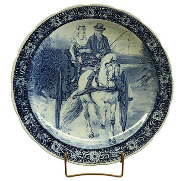 Consigned Vintage Plate Boch Carriage Large Blue White