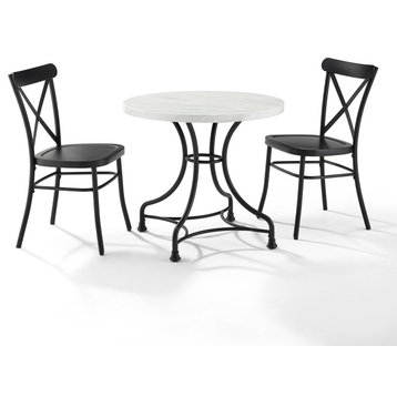 Madeleine 32" 3-Piece Dining Set With Camille Chairs, Table and 2 Chairs