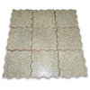 Non Slip Shower Floor Tile Tumbled Pebble Stone Travertine Giallo, 1 sheet