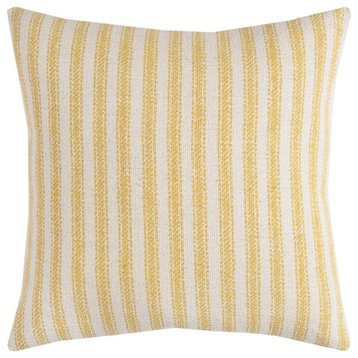 Yellow Natural Ticking Stripe Throw Pillow