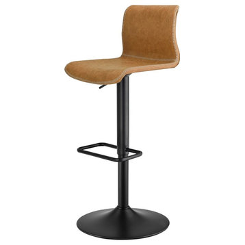 Pemberly Row 31.5" PU Leather Bar Stool in Brown/Black (Set of 2)