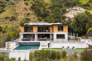 Contemporary multicolored two-story exterior home idea in Los Angeles