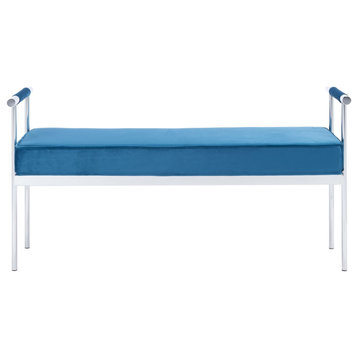 Michelle Long Rectangle Bench With Arms Navy/Chrome