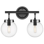 Innovations Lighting - Auralume Span 2 Light 15" Bath Vanity LIght, Matte Black, Clear - A simple vintage base paired with just the right number of industrial details; the Span truly makes a statement. Each fixture offers extra wiring allowing you to showcase individual style.