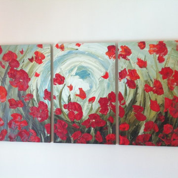 3 Panels Contemporary Flower Oil Painting I ArtisanMalaysia.com