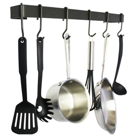 Handcrafted 24" Wall Rack Utensil Bar w 6 Hooks, Bronze