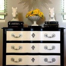 Black White And Gold Yellow Bedroom With Curtain Backdrop