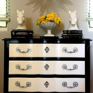 Black And White Painted Dresser With Silver Hardware