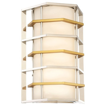 George Kovacs Levels Wall Sconce P1070-657-L, Polished Nickel W/Honey Gold