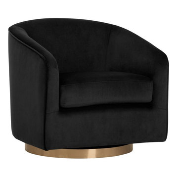Hazel Swivel Lounge Chair, Black Sky