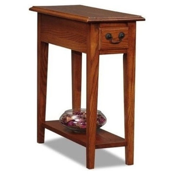 Bowery Hill Transitional Solid Ash Wood Chairside End Table in Oak