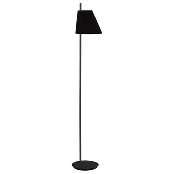 Estazona 1-Light Floor Lamp, Structured Black, Black Fabric Shade