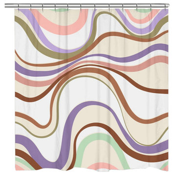 Laural Home Kathy Ireland Retro Wave Shower Curtain