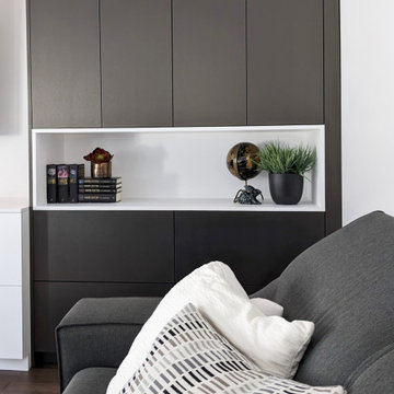 Living room custom storage in Pointe-Claire