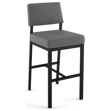 Amisco Avery Stool, Gray Woven Fabric / Black Metal, Counter Height