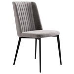 Armen Living - Maine Dining Chair, Matte Black Finish and Gray Fabric, Set of 2, Gray - The Armen Living Maine modern side chair is an essential piece to have in any contemporary household. The beautiful Maine features a dependable steel frame, finished in elegant Matte Black Metal, giving the chair a unique, impressive appearance. The Maine's tall back design and foam padded seat are exceptionally comfortable and designed to look elegant. The Maine's tall back includes a ribbed, vertical texture that adds a unique aesthetic touch to the piece. The chair's straight legs feature floor protector tips that assure that the Maine will not damage floors when moved. The elegant Maine side chair has an impressive weight capacity of 250lb and is available in gray or orange fabrics.