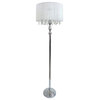 Elegant Designs Romantic Sheer Shade Floor Lamp Hanging Crystals, Chrome, White