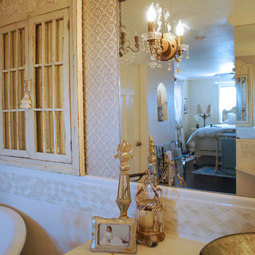 Master bath reflection on master bedroom