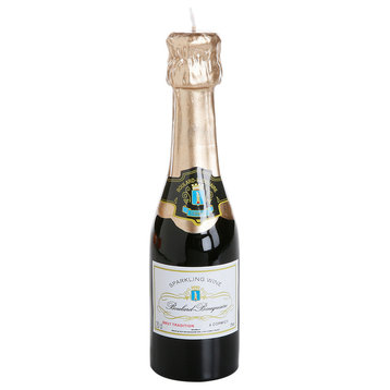7.75" Tall Decorative Candle, Champagne Bottle Design (Set of 6)